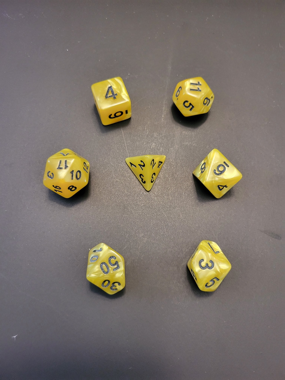 Yellow RPG Polyhedral Dice Set for Tabletop Games